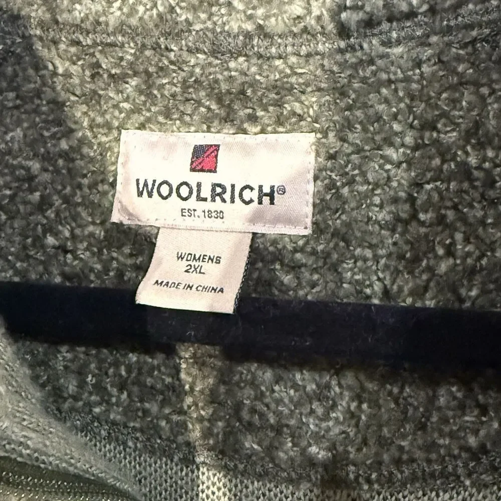 WOOLRICH Vintage Women Sz 2x Jacket Forest Green Sherpa Fleece Teddy - Picture 3 of 6